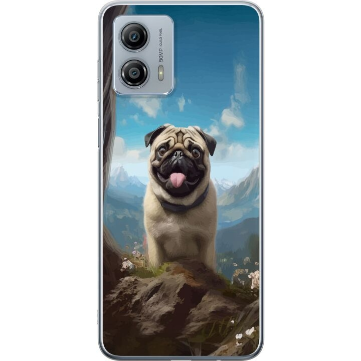 Mobile case for Motorola Moto G53 with Happy Dog design in the group SMARTPHONE & TABLETS / Phone cases / Motorola at TP E-commerce Nordic AB (A55142)