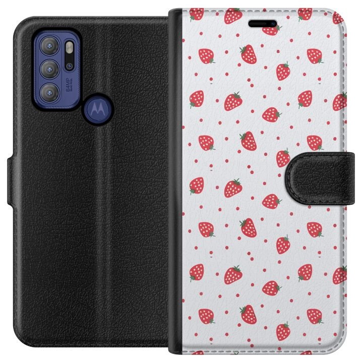 Wallet case for Motorola Moto G60S with Strawberries design in the group SMARTPHONE & TABLETS / Phone cases / Motorola at TP E-commerce Nordic AB (A55195)