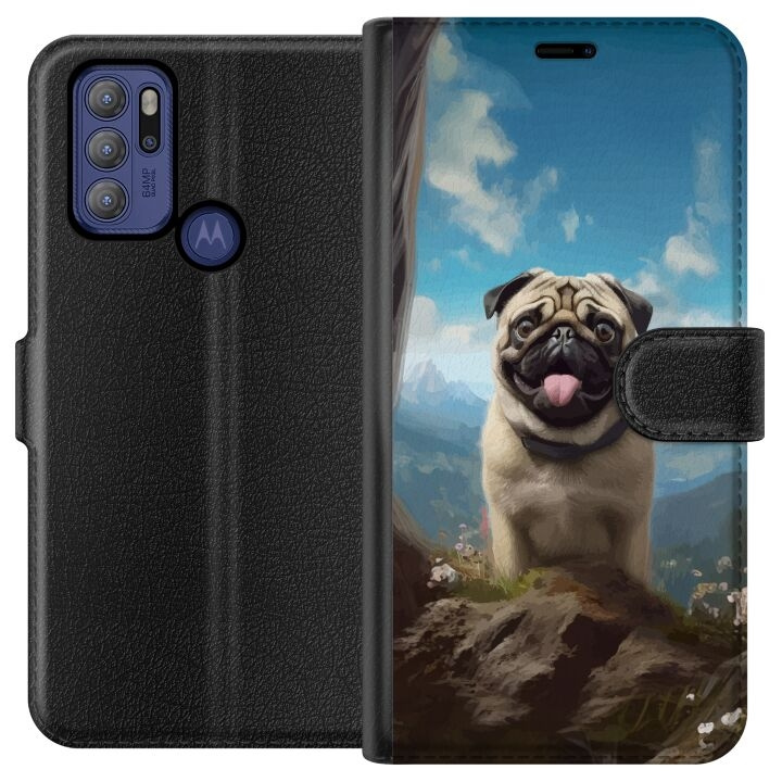 Wallet case for Motorola Moto G60S with Happy Dog design in the group SMARTPHONE & TABLETS / Phone cases / Motorola at TP E-commerce Nordic AB (A55196)