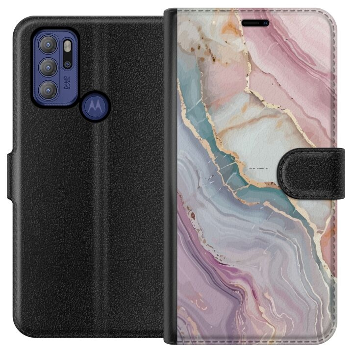 Wallet case for Motorola Moto G60S with Marble design in the group SMARTPHONE & TABLETS / Phone cases / Motorola at TP E-commerce Nordic AB (A55200)