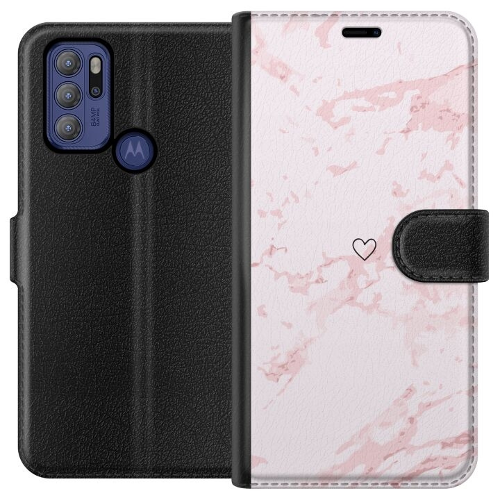 Wallet case for Motorola Moto G60S with Pink Heart design in the group SMARTPHONE & TABLETS / Phone cases / Motorola at TP E-commerce Nordic AB (A55201)