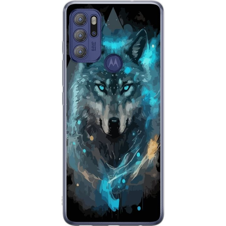 Mobile case for Motorola Moto G60S with Wolf design in the group SMARTPHONE & TABLETS / Phone cases / Motorola at TP E-commerce Nordic AB (A55210)