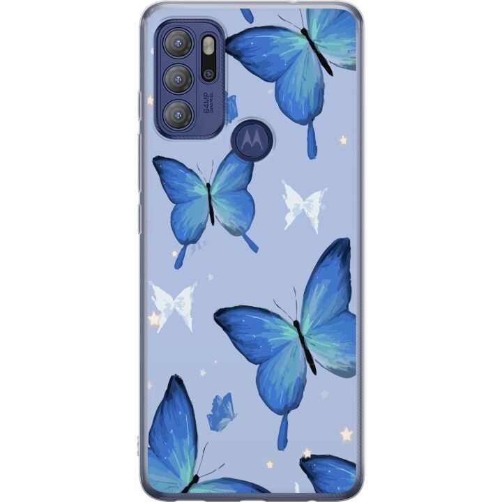 Mobile case for Motorola Moto G60S with Blue butterflies design in the group SMARTPHONE & TABLETS / Phone cases / Motorola at TP E-commerce Nordic AB (A55221)