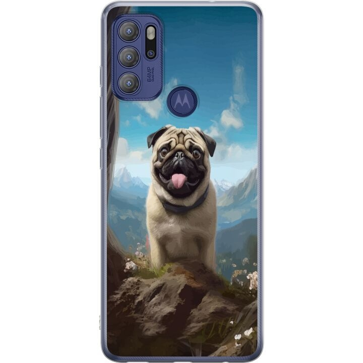 Mobile case for Motorola Moto G60S with Happy Dog design in the group SMARTPHONE & TABLETS / Phone cases / Motorola at TP E-commerce Nordic AB (A55223)