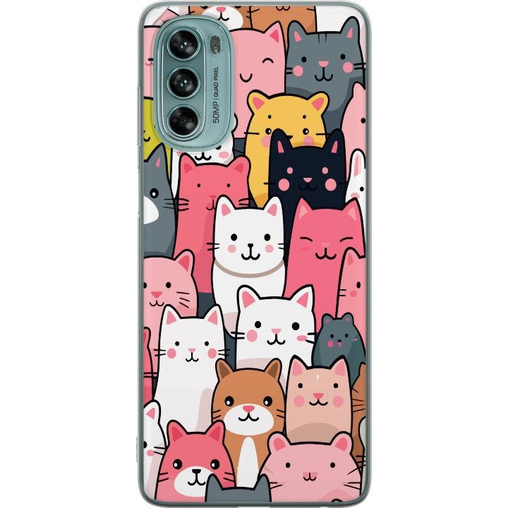 Mobile case for Motorola Moto G62 5G with Cat pattern design in the group SMARTPHONE & TABLETS / Phone cases / Motorola at TP E-commerce Nordic AB (A55240)