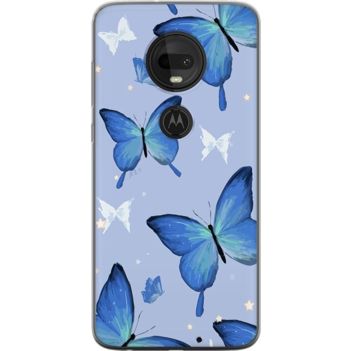 Mobile case for Motorola Moto G7 with Blue butterflies design in the group SMARTPHONE & TABLETS / Phone cases / Motorola at TP E-commerce Nordic AB (A55275)