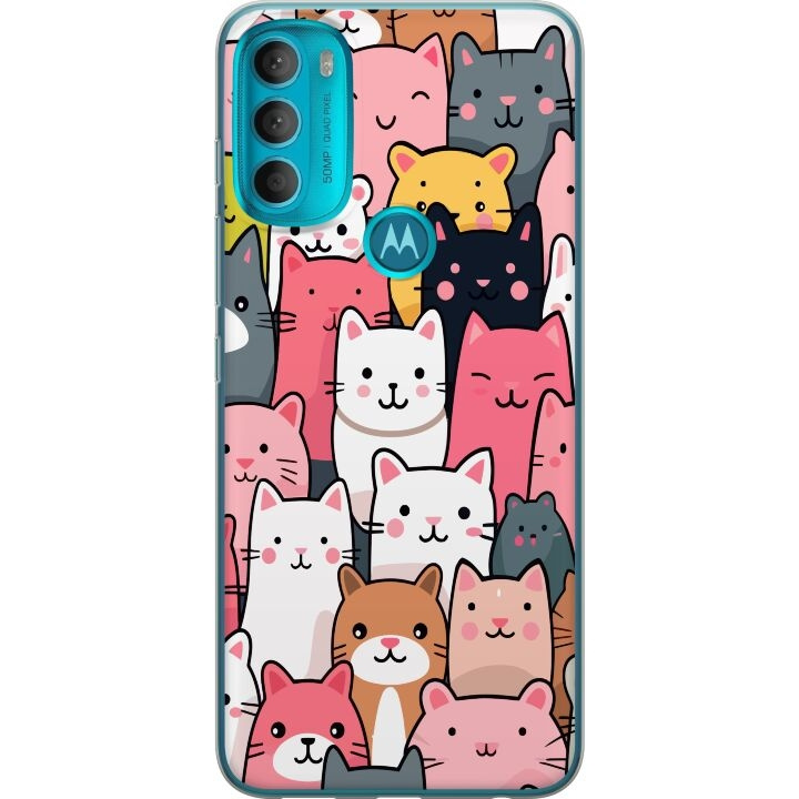 Mobile case for Motorola Moto G71 5G with Cat pattern design in the group SMARTPHONE & TABLETS / Phone cases / Motorola at TP E-commerce Nordic AB (A55294)