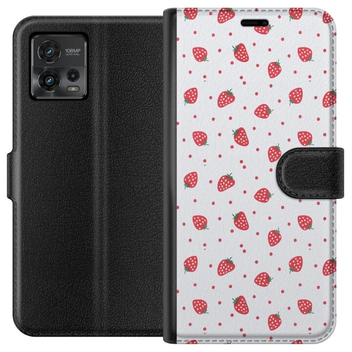 Wallet case for Motorola Moto G72 with Strawberries design in the group SMARTPHONE & TABLETS / Phone cases / Motorola at TP E-commerce Nordic AB (A55330)