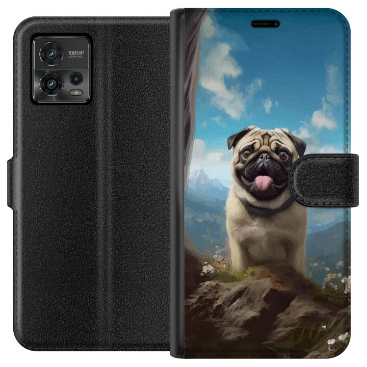 Wallet case for Motorola Moto G72 with Happy Dog design in the group SMARTPHONE & TABLETS / Phone cases / Motorola at TP E-commerce Nordic AB (A55331)