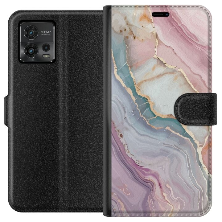 Wallet case for Motorola Moto G72 with Marble design in the group SMARTPHONE & TABLETS / Phone cases / Motorola at TP E-commerce Nordic AB (A55335)