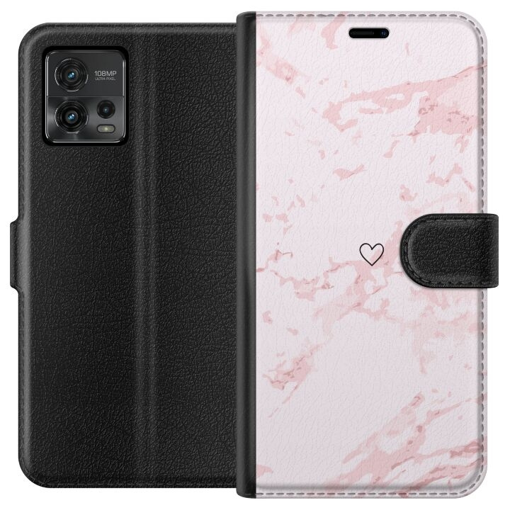 Wallet case for Motorola Moto G72 with Pink Heart design in the group SMARTPHONE & TABLETS / Phone cases / Motorola at TP E-commerce Nordic AB (A55336)