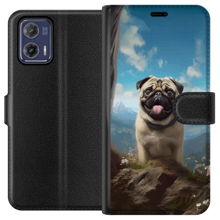 Wallet case for Motorola Moto G73 with Happy Dog design in the group SMARTPHONE & TABLETS / Phone cases / Motorola at TP E-commerce Nordic AB (A55385)