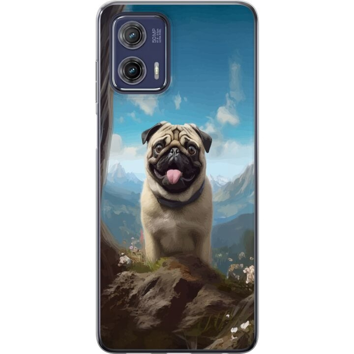 Mobile case for Motorola Moto G73 with Happy Dog design in the group SMARTPHONE & TABLETS / Phone cases / Motorola at TP E-commerce Nordic AB (A55412)