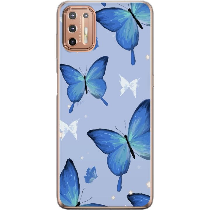 Mobile case for Motorola Moto G9 Plus with Blue butterflies design in the group SMARTPHONE & TABLETS / Phone cases / Motorola at TP E-commerce Nordic AB (A55545)