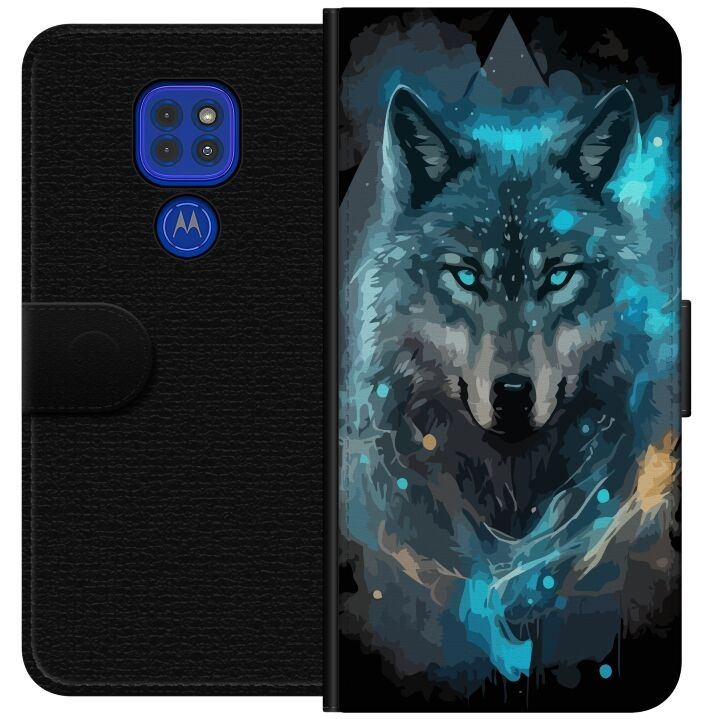 Wallet case for Motorola Moto G9 Play with Wolf design in the group SMARTPHONE & TABLETS / Phone cases / Motorola at TP E-commerce Nordic AB (A55588)