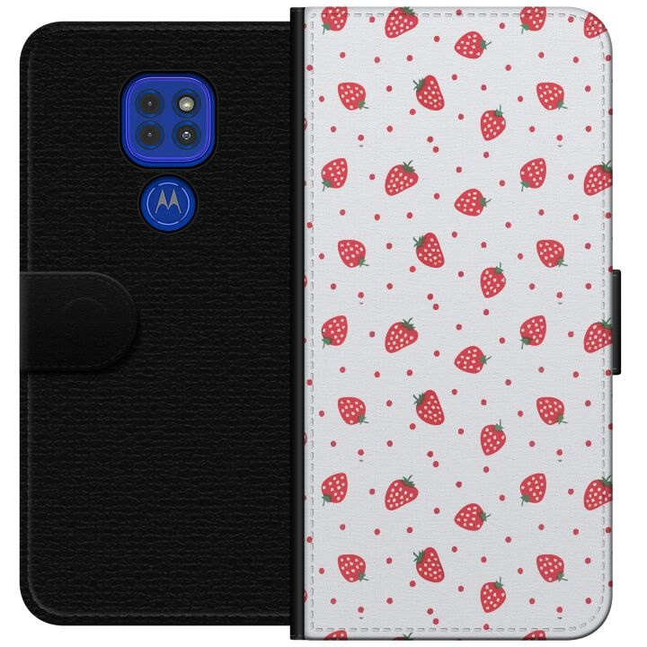 Wallet case for Motorola Moto G9 Play with Strawberries design in the group SMARTPHONE & TABLETS / Phone cases / Motorola at TP E-commerce Nordic AB (A55600)