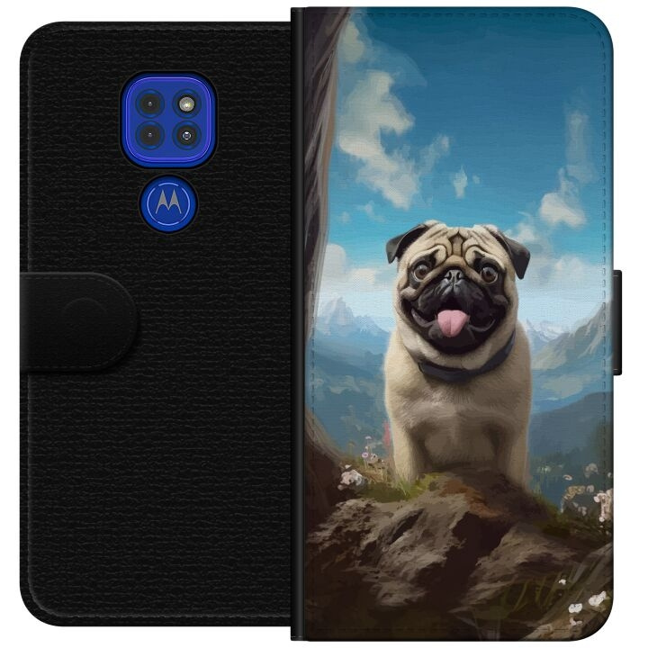 Wallet case for Motorola Moto G9 Play with Happy Dog design in the group SMARTPHONE & TABLETS / Phone cases / Motorola at TP E-commerce Nordic AB (A55601)