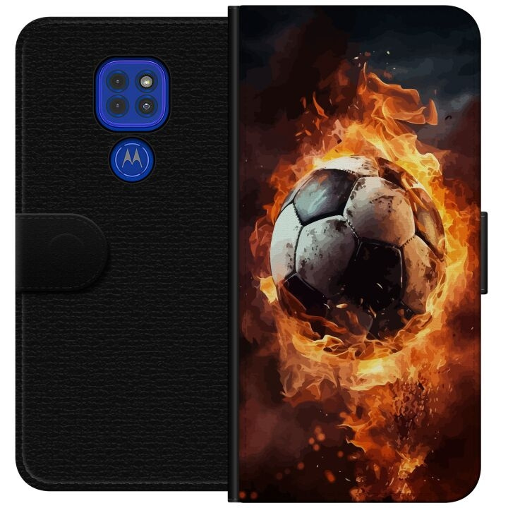 Wallet case for Motorola Moto G9 Play with Football design in the group SMARTPHONE & TABLETS / Phone cases / Motorola at TP E-commerce Nordic AB (A55604)