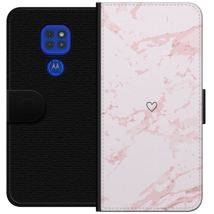 Wallet case for Motorola Moto G9 Play with Pink Heart design in the group SMARTPHONE & TABLETS / Phone cases / Motorola at TP E-commerce Nordic AB (A55606)