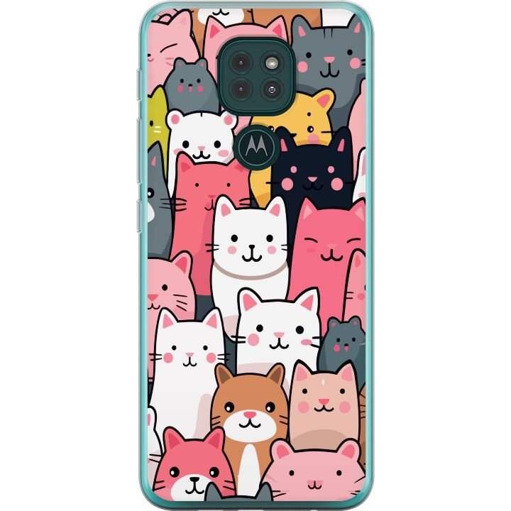 Mobile case for Motorola Moto G9 Play with Cat pattern design in the group SMARTPHONE & TABLETS / Phone cases / Motorola at TP E-commerce Nordic AB (A55618)