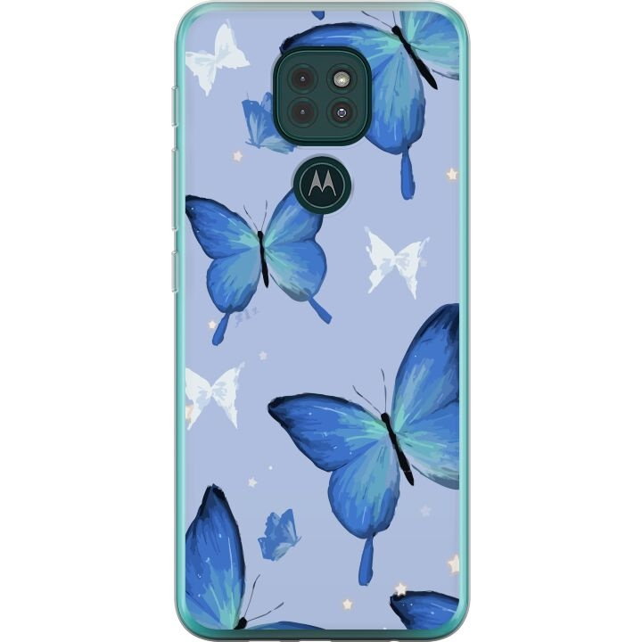 Mobile case for Motorola Moto G9 Play with Blue butterflies design in the group SMARTPHONE & TABLETS / Phone cases / Motorola at TP E-commerce Nordic AB (A55626)