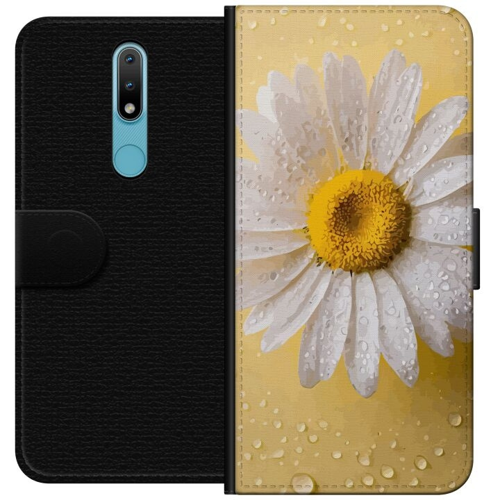 Wallet case for Nokia 2.4 with Porslinsblomma design in the group SMARTPHONE & TABLETS / Phone cases / Nokia/Microsoft at TP E-commerce Nordic AB (A55664)