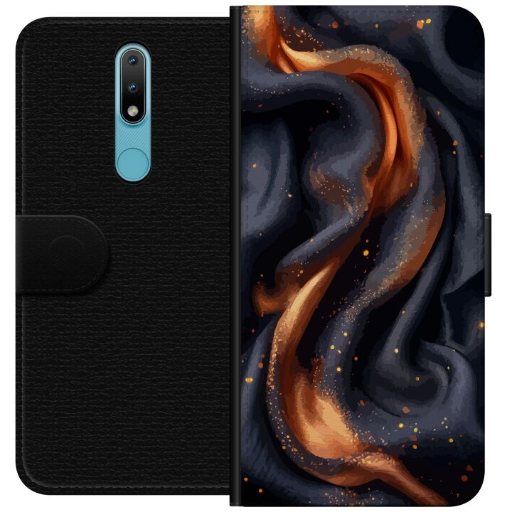 Wallet case for Nokia 2.4 with Fiery silk design in the group SMARTPHONE & TABLETS / Phone cases / Nokia/Microsoft at TP E-commerce Nordic AB (A55665)