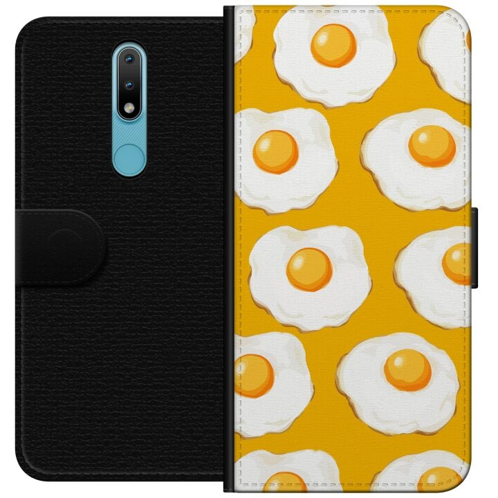 Wallet case for Nokia 2.4 with Fried egg design in the group SMARTPHONE & TABLETS / Phone cases / Nokia/Microsoft at TP E-commerce Nordic AB (A55666)