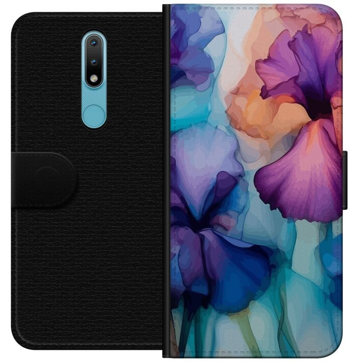 Wallet case for Nokia 2.4 with Magical flowers design in the group SMARTPHONE & TABLETS / Phone cases / Nokia/Microsoft at TP E-commerce Nordic AB (A55667)