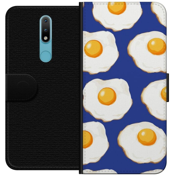 Wallet case for Nokia 2.4 with Fried eggs design in the group SMARTPHONE & TABLETS / Phone cases / Nokia/Microsoft at TP E-commerce Nordic AB (A55670)