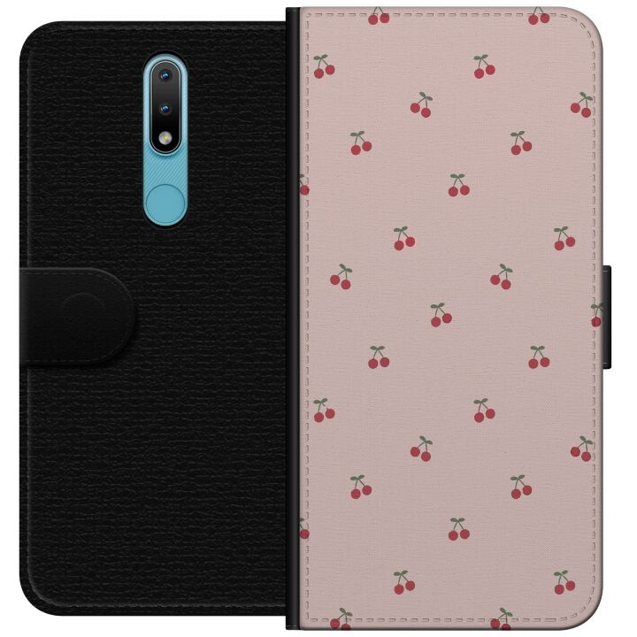 Wallet case for Nokia 2.4 with Cherry design in the group SMARTPHONE & TABLETS / Phone cases / Nokia/Microsoft at TP E-commerce Nordic AB (A55671)