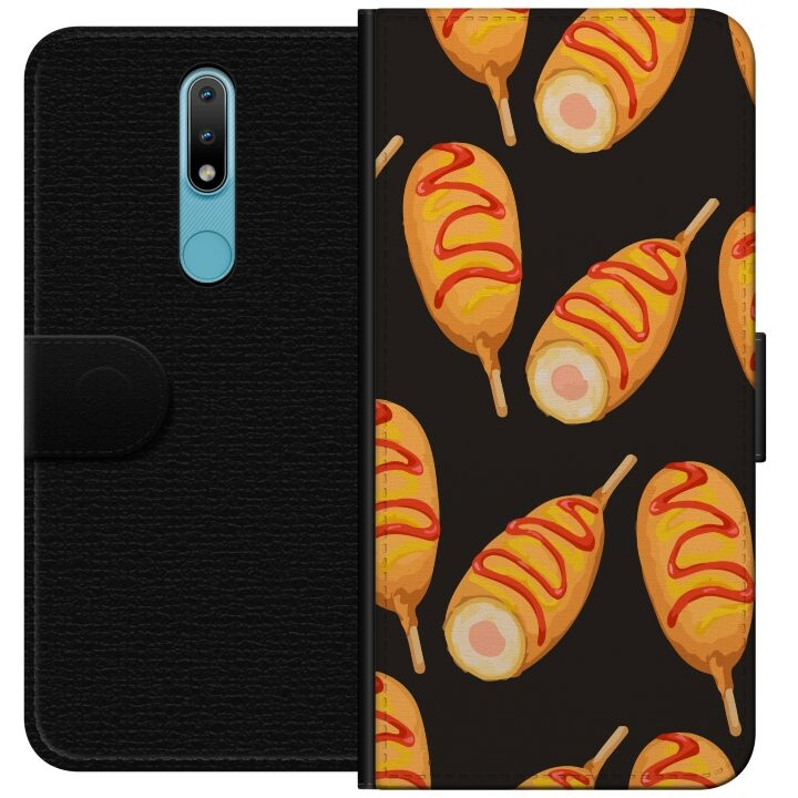 Wallet case for Nokia 2.4 with Chicken drumstick design in the group SMARTPHONE & TABLETS / Phone cases / Nokia/Microsoft at TP E-commerce Nordic AB (A55673)