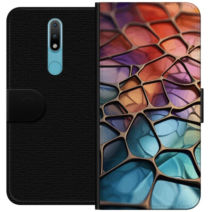 Wallet case for Nokia 2.4 with Metallic pattern design in the group SMARTPHONE & TABLETS / Phone cases / Nokia/Microsoft at TP E-commerce Nordic AB (A55674)