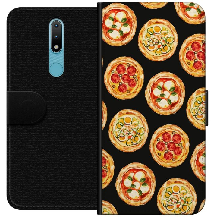 Wallet case for Nokia 2.4 with Pizza design in the group SMARTPHONE & TABLETS / Phone cases / Nokia/Microsoft at TP E-commerce Nordic AB (A55677)