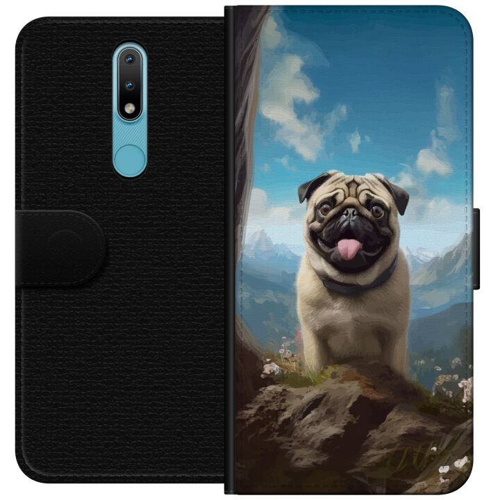 Wallet case for Nokia 2.4 with Happy Dog design in the group SMARTPHONE & TABLETS / Phone cases / Nokia/Microsoft at TP E-commerce Nordic AB (A55682)