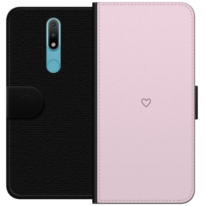 Wallet case for Nokia 2.4 with Heart design in the group SMARTPHONE & TABLETS / Phone cases / Nokia/Microsoft at TP E-commerce Nordic AB (A55683)