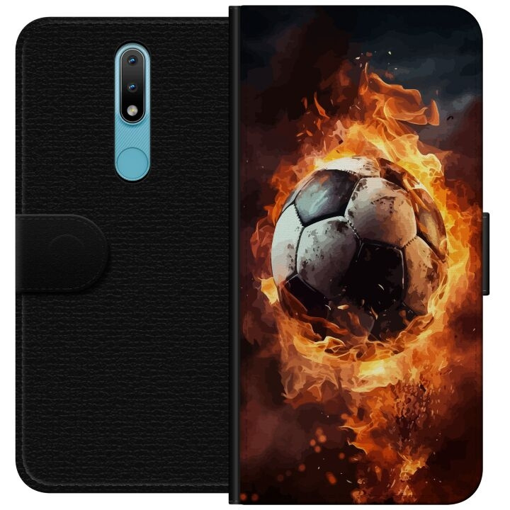 Wallet case for Nokia 2.4 with Football design in the group SMARTPHONE & TABLETS / Phone cases / Nokia/Microsoft at TP E-commerce Nordic AB (A55685)