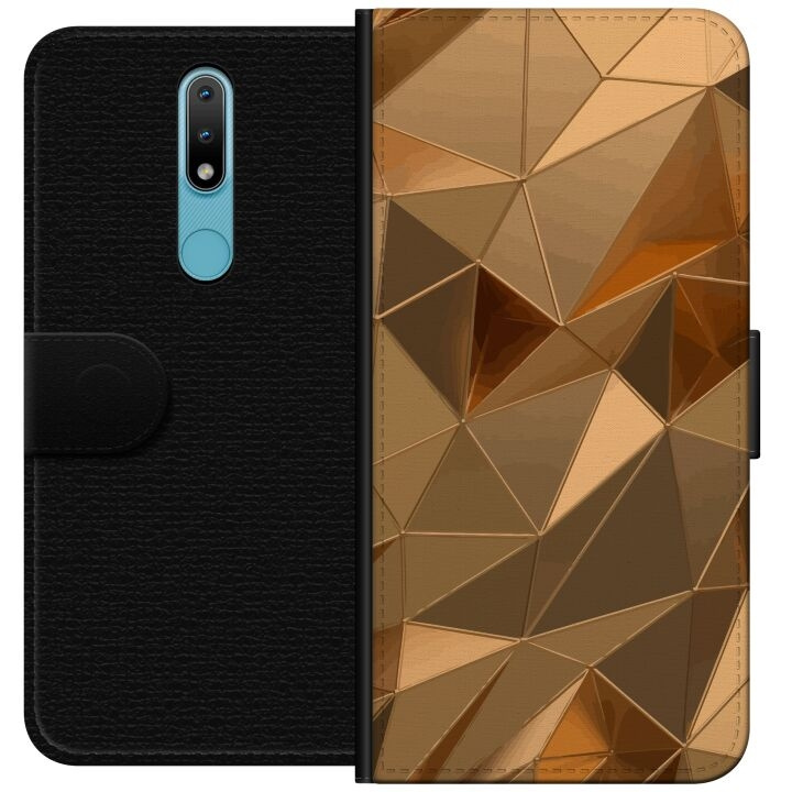 Wallet case for Nokia 2.4 with 3D Gold design in the group SMARTPHONE & TABLETS / Phone cases / Nokia/Microsoft at TP E-commerce Nordic AB (A55688)