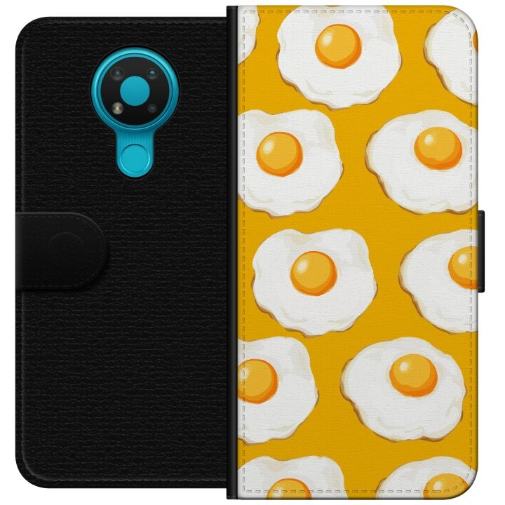 Wallet case for Nokia 3.4 with Fried egg design in the group SMARTPHONE & TABLETS / Phone cases / Nokia/Microsoft at TP E-commerce Nordic AB (A55693)