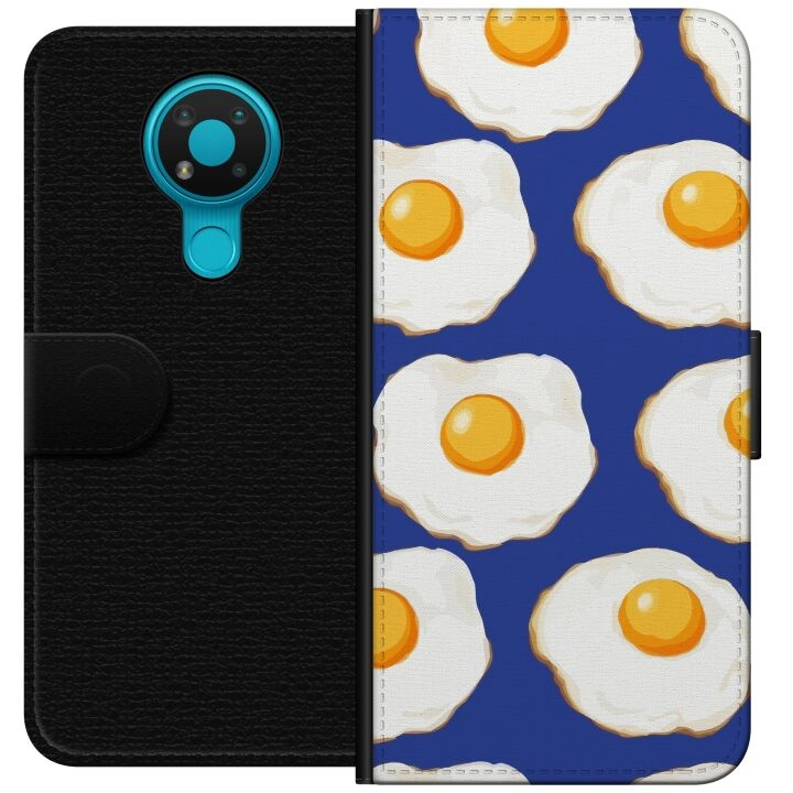 Wallet case for Nokia 3.4 with Fried eggs design in the group SMARTPHONE & TABLETS / Phone cases / Nokia/Microsoft at TP E-commerce Nordic AB (A55697)