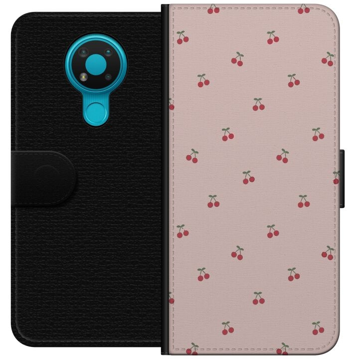 Wallet case for Nokia 3.4 with Cherry design in the group SMARTPHONE & TABLETS / Phone cases / Nokia/Microsoft at TP E-commerce Nordic AB (A55698)