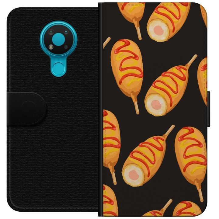 Wallet case for Nokia 3.4 with Chicken drumstick design in the group SMARTPHONE & TABLETS / Phone cases / Nokia/Microsoft at TP E-commerce Nordic AB (A55700)