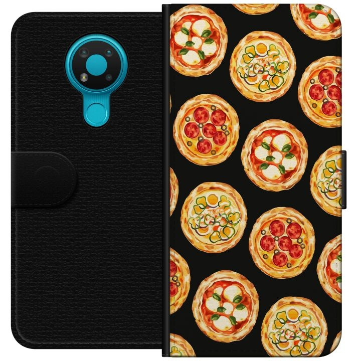 Wallet case for Nokia 3.4 with Pizza design in the group SMARTPHONE & TABLETS / Phone cases / Nokia/Microsoft at TP E-commerce Nordic AB (A55704)