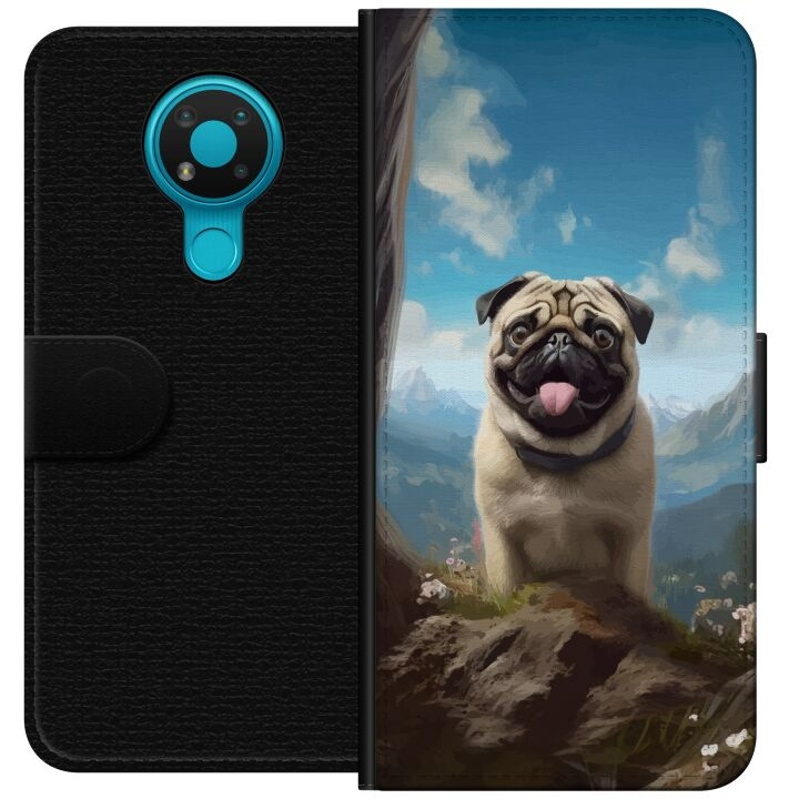 Wallet case for Nokia 3.4 with Happy Dog design in the group SMARTPHONE & TABLETS / Phone cases / Nokia/Microsoft at TP E-commerce Nordic AB (A55709)