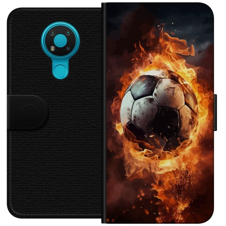 Wallet case for Nokia 3.4 with Football design in the group SMARTPHONE & TABLETS / Phone cases / Nokia/Microsoft at TP E-commerce Nordic AB (A55712)