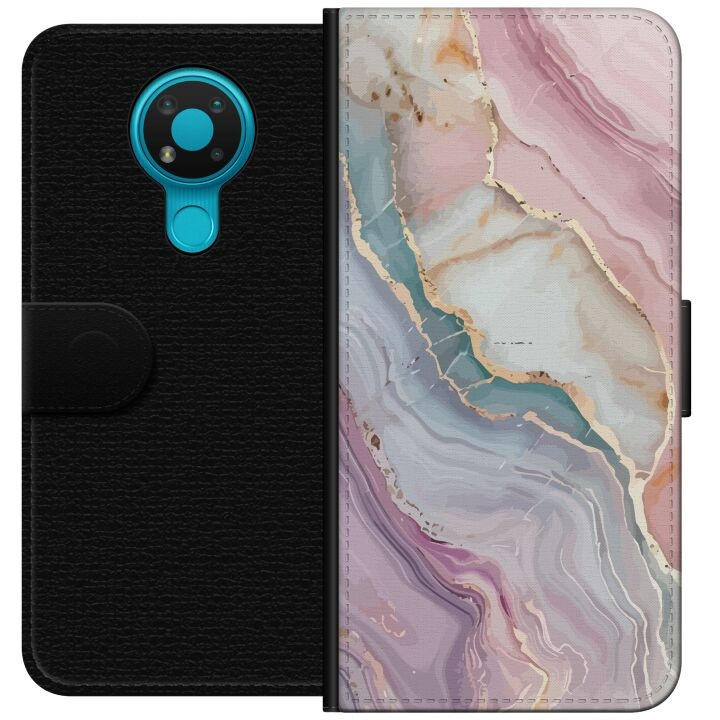 Wallet case for Nokia 3.4 with Marble design in the group SMARTPHONE & TABLETS / Phone cases / Nokia/Microsoft at TP E-commerce Nordic AB (A55713)