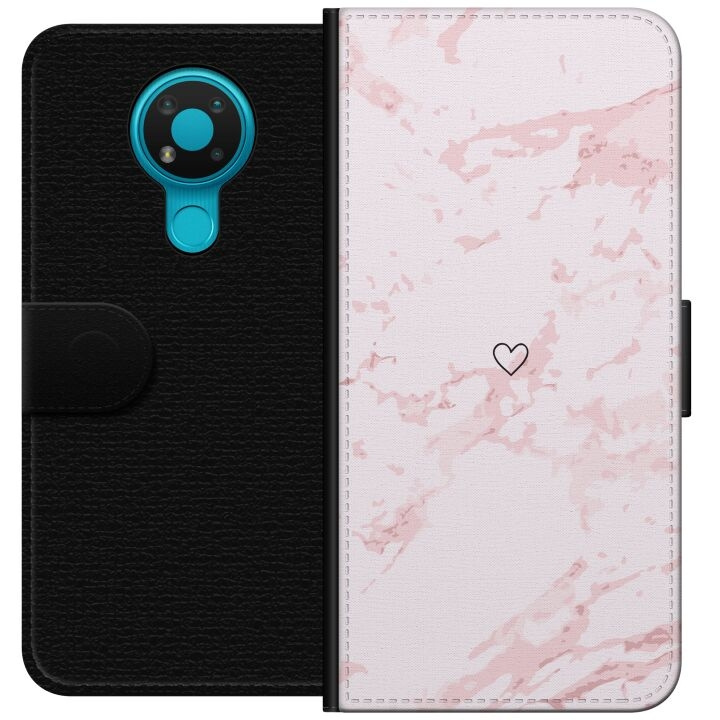 Wallet case for Nokia 3.4 with Pink Heart design in the group SMARTPHONE & TABLETS / Phone cases / Nokia/Microsoft at TP E-commerce Nordic AB (A55714)