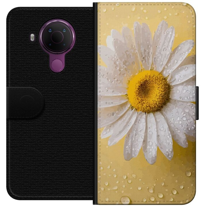 Wallet case for Nokia 5.4 with Porslinsblomma design in the group SMARTPHONE & TABLETS / Phone cases / Nokia/Microsoft at TP E-commerce Nordic AB (A55745)