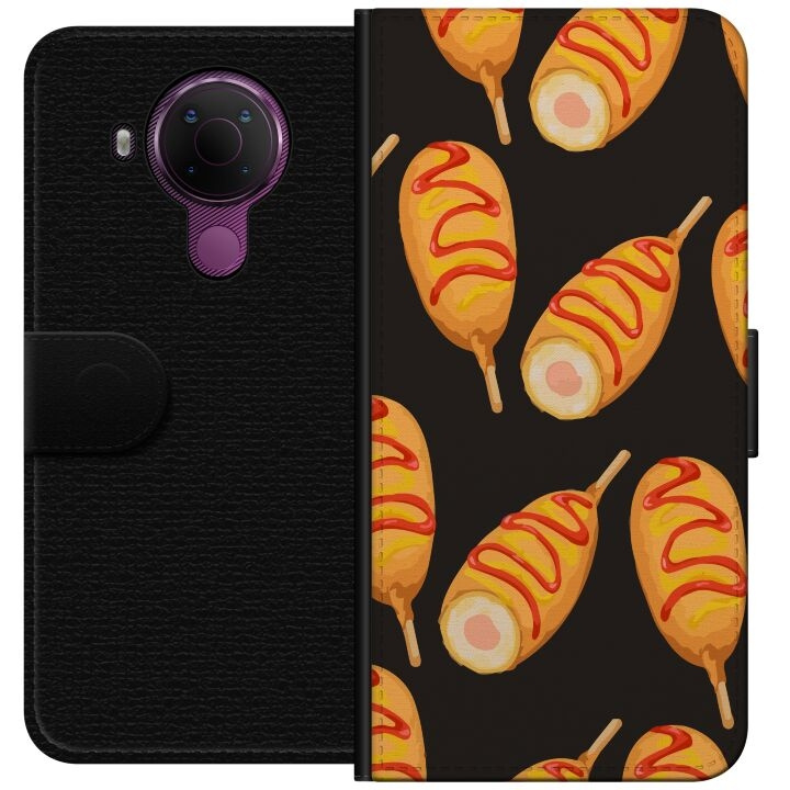 Wallet case for Nokia 5.4 with Chicken drumstick design in the group SMARTPHONE & TABLETS / Phone cases / Nokia/Microsoft at TP E-commerce Nordic AB (A55754)