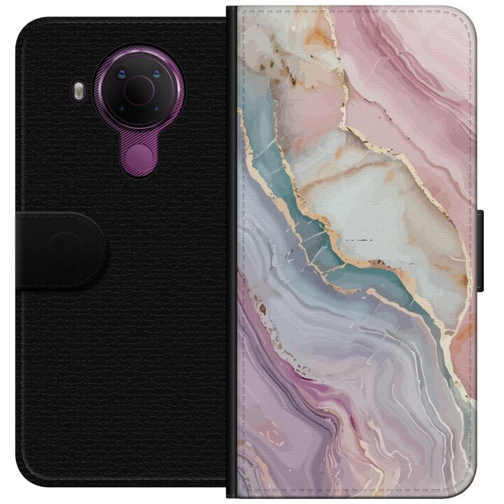 Wallet case for Nokia 5.4 with Marble design in the group SMARTPHONE & TABLETS / Phone cases / Nokia/Microsoft at TP E-commerce Nordic AB (A55767)